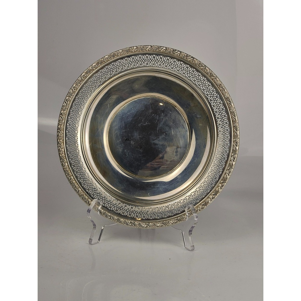 Alvin Sterling Silver Shallow Bowl Pierced Rim 186.9g S135